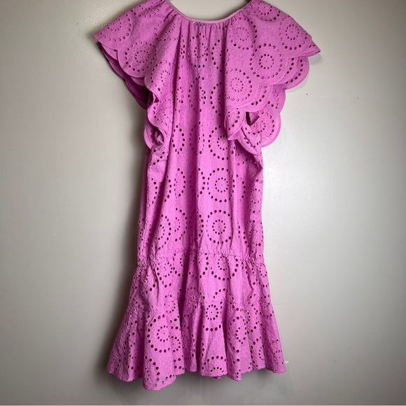 Cartolina Pink Eyelet Dress with Ruffle Sleeves NWOT Size M - Picture 5 of 8